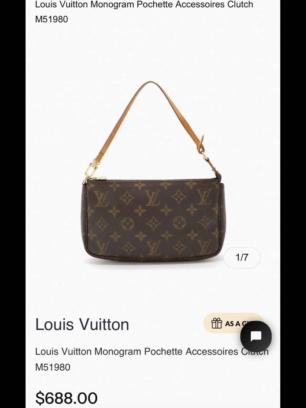 Authentic Louis Vuitton Monogram Pochette Accessoires Clutch in Brown and Tan
